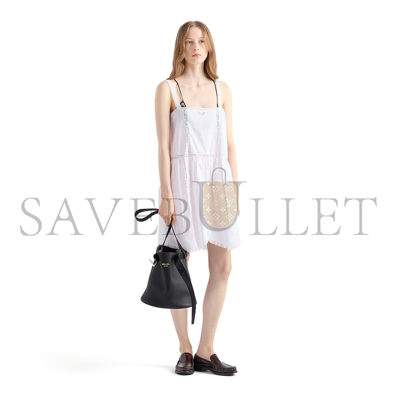 Pra*a buckle leather bucket bag with belt 1be085 (29*26.5*18cm)